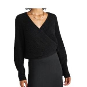 Splendid Adele Wrap Sweater Black Small NWT